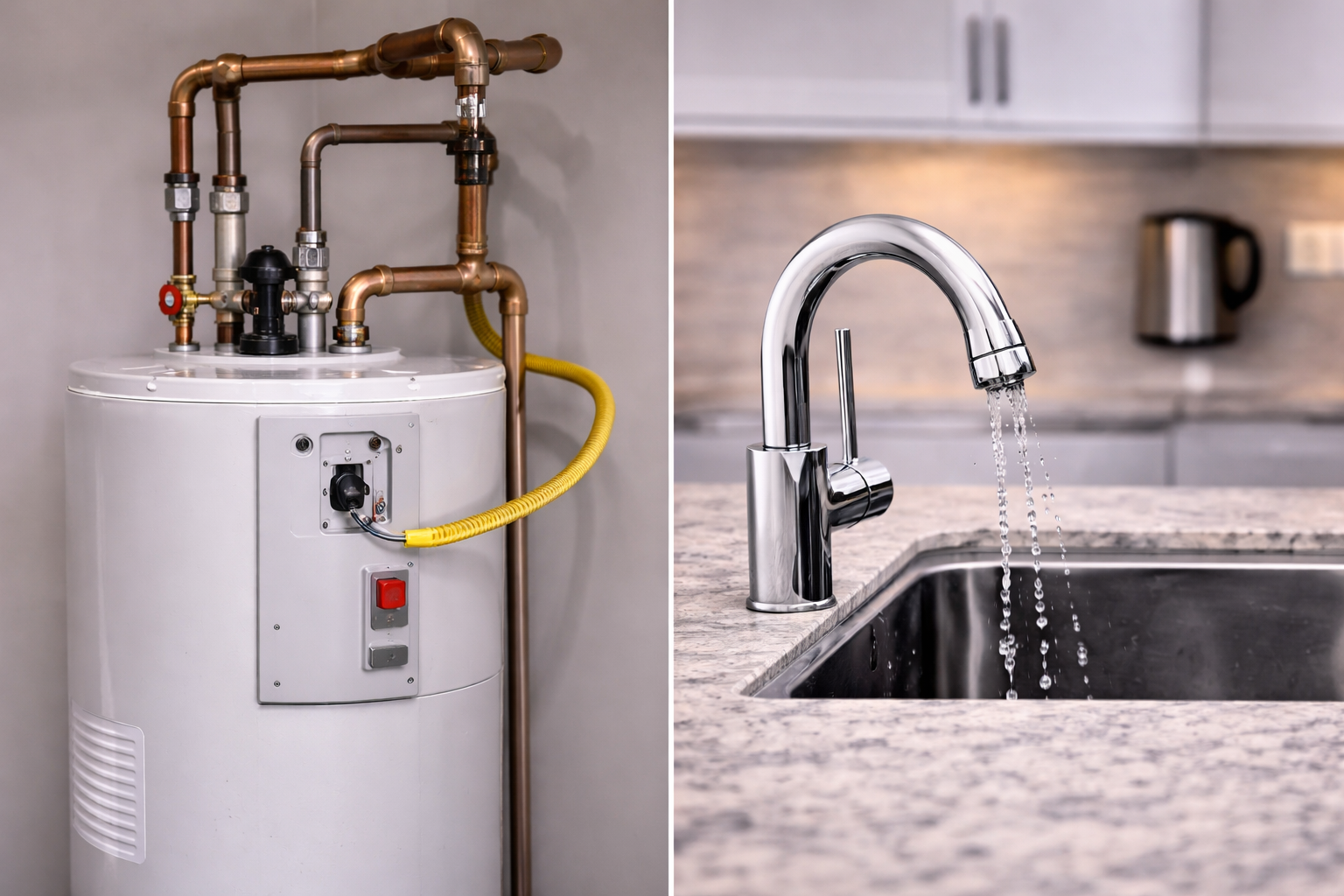 Technician repairing a hot water problem